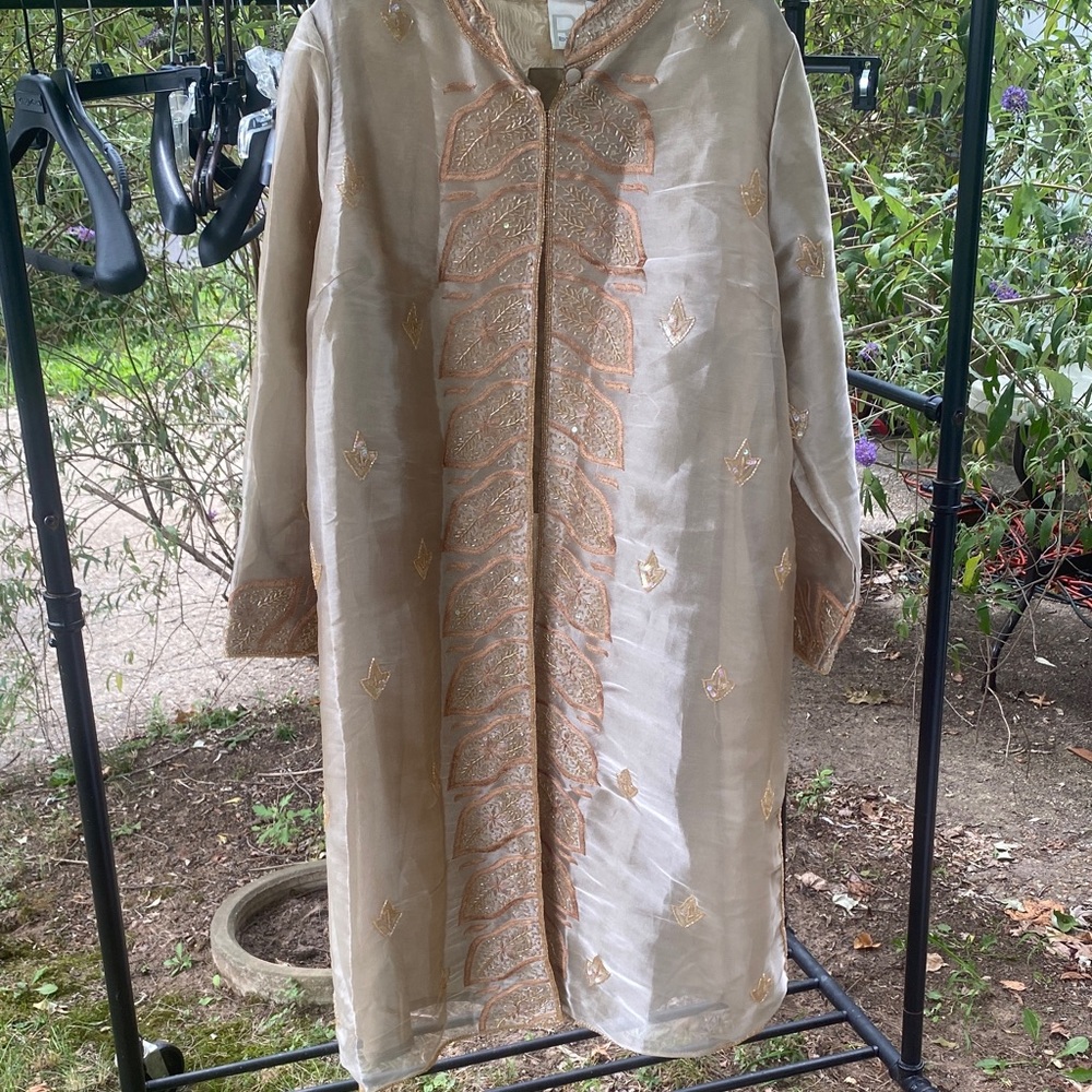 Roaman's Beige Embroidered Cape